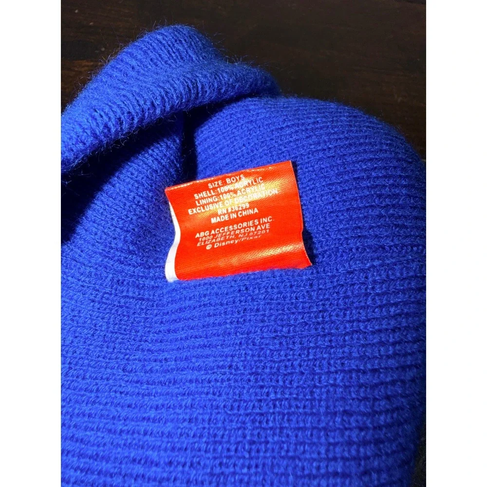 Disney‎ Pixar Lightning McQueen Cars Blue Knit Beanie Hat Winter Cap RN 36299